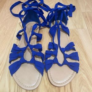 Blue Lace Up Gladiator Sandals